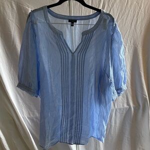 Talbots Sky Blue Pinstripe Blouse